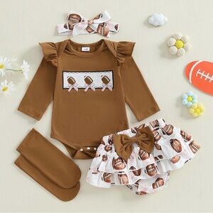 Brown Football Baby Outfit Set Size 0-3 Months
